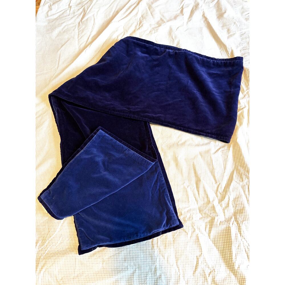 Crate & Barrel Milano Sapphire Blue Cotton Velvet Table Runner 14" x 108"